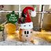 This is a whimsical Christmas elf made with a real dried gourd. This elf's name is Dingle. His face is carved into the round gourd shell. 